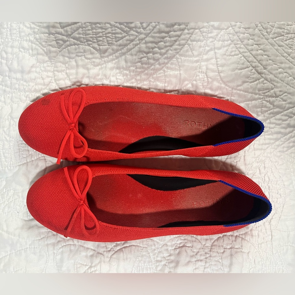 Rothy's Vibrant Red Flats with Bow